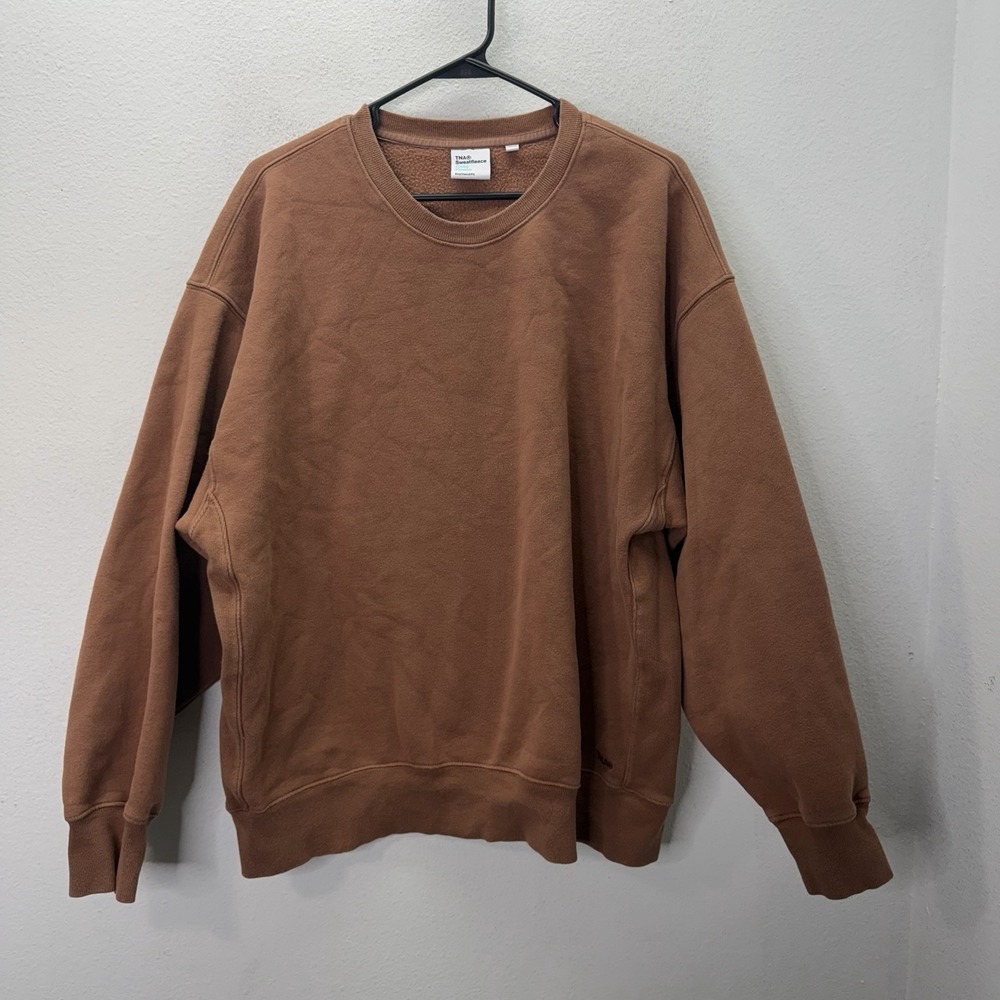 TNA Sweatfleece Cozy Fleece Sweatshirt Boyfriend Fit Brown SZ L Lounge Gym